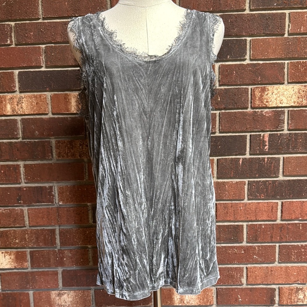 Sundance Baci Gray Crushed Velvet‎ Poetess Tank Size Large
